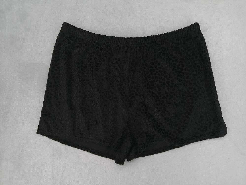 Y2K Nicole Miller Hot Pants Womens XL Black Velvet Animal Print Elastic
